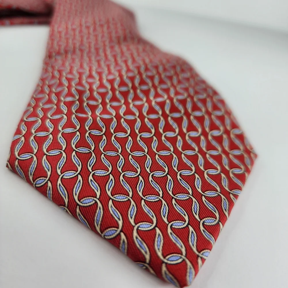 HERMES Red & Blue Silk Tie.